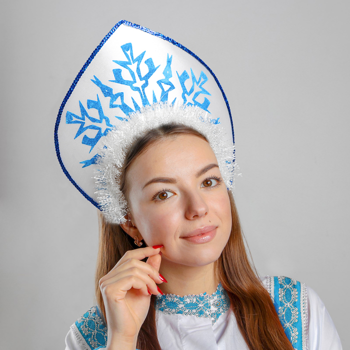 Кокошник на ободке "Снежинка" цвет  синий