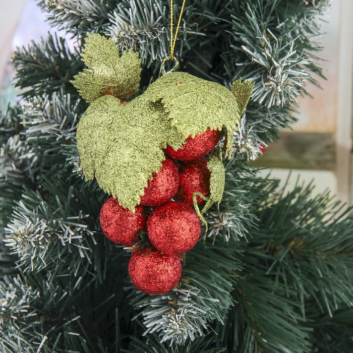 Украшение ёлочное "Виноград" с пайетками 7*10 см, красный