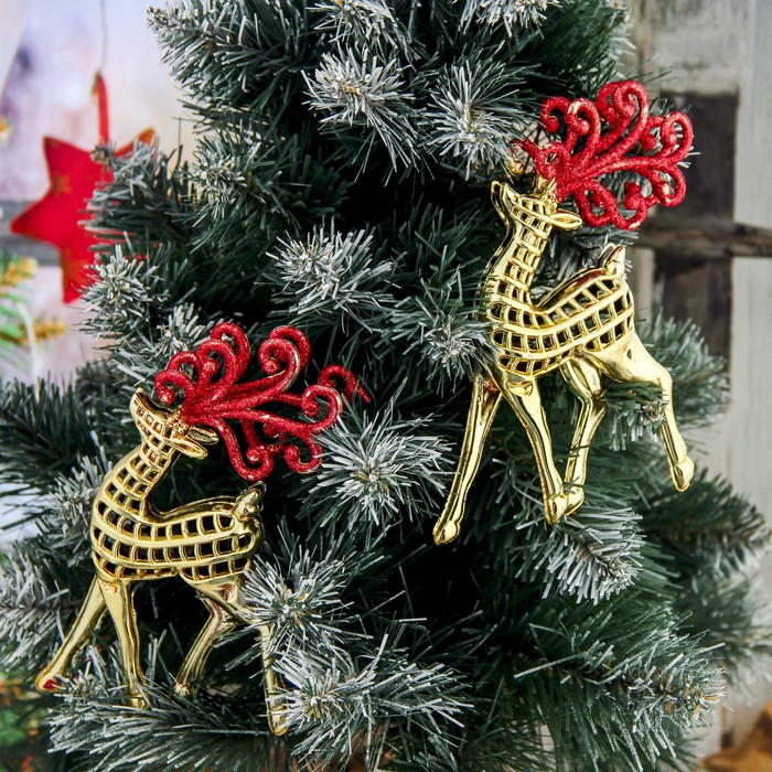 Украшение ёлочное "Олень с кружевными рогами" (набор 2 шт) 9*14,5 см