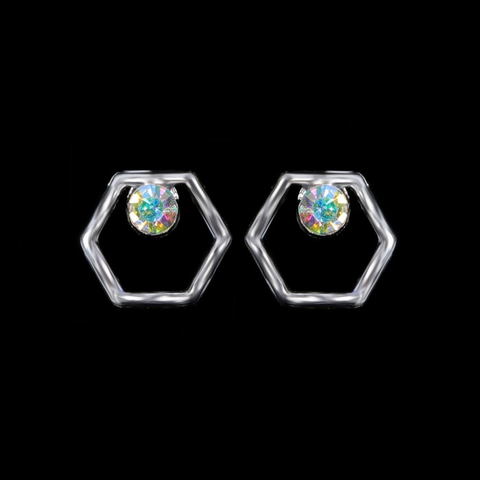 Декоративный элемент для ногтей «Шестигранник со стразами», объёмный, 0,5x0,5см, 2шт, цвет серебристый