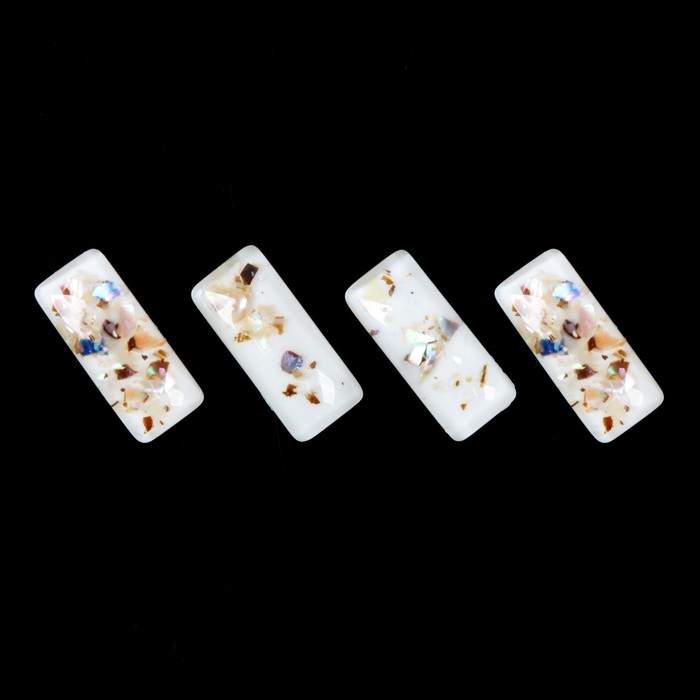 Декоративный элемент для ногтей «Прямоугольник», объёмный, 0,7x0,3см, 4шт, цвет белый