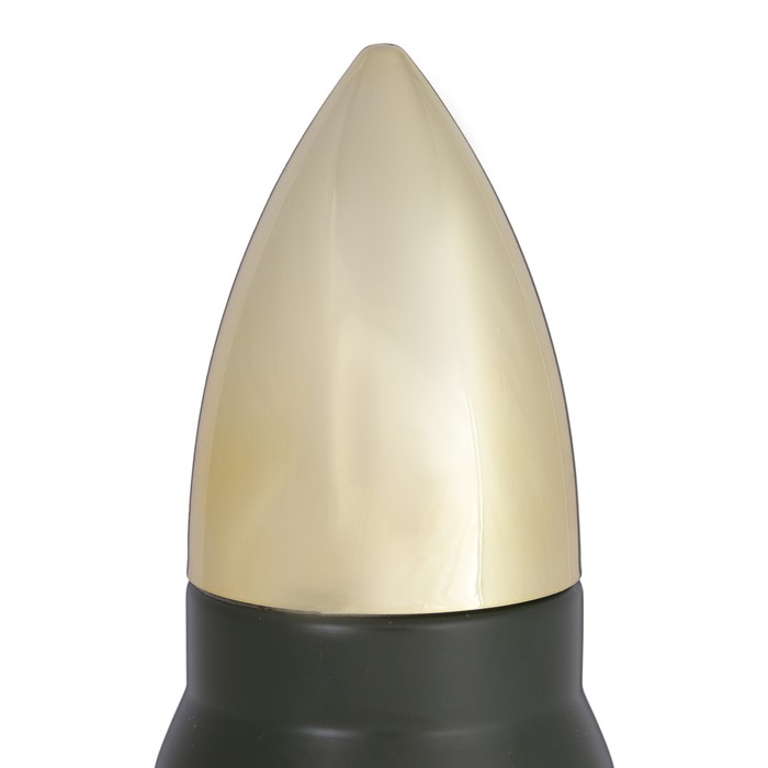 Термос 500 мл «Пуля», держит тепло 12 ч, с золотой крышкой, тёмно-зелёный, 6.5х28 см