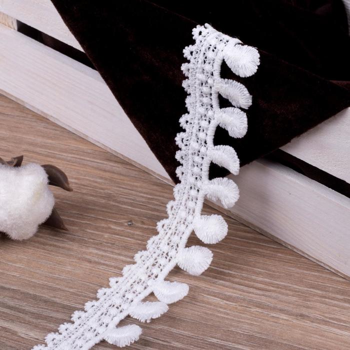 Кружево «Лейс», 35мм x 9,1±1м, цвет белый