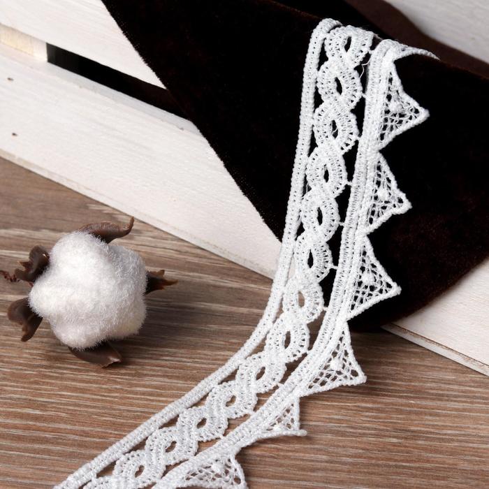 Кружево «Лейс», 35мм x 9,1±1м, цвет белый