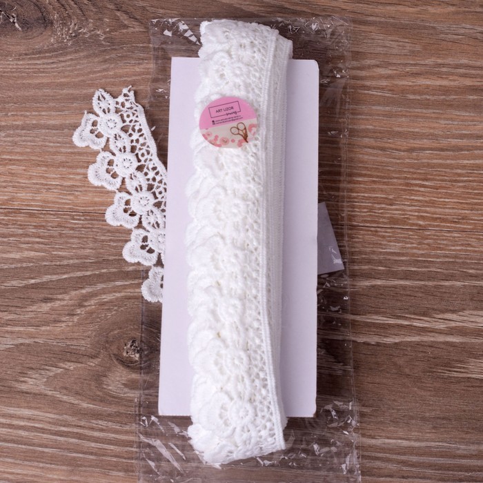 Кружево «Лейс», 40мм x 9,1±1м, цвет белый