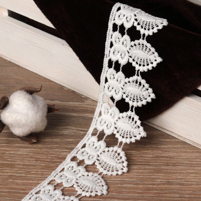 Кружево «Лейс», 40мм x 9,1±1м, цвет белый