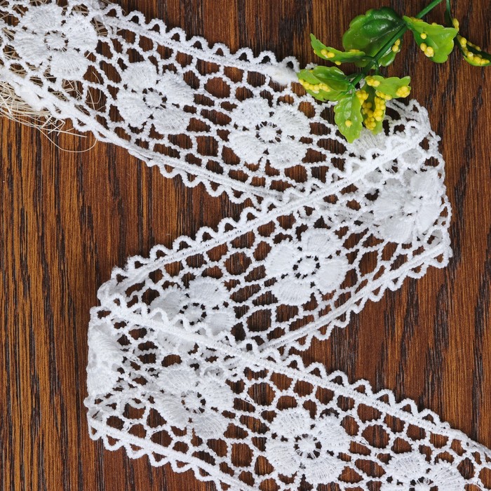 Кружево «Лейс», 50мм x 9,1±1м, цвет белый