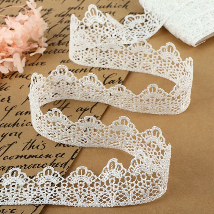 Кружево «Лейс», 40мм x 9,1±1м, цвет белый