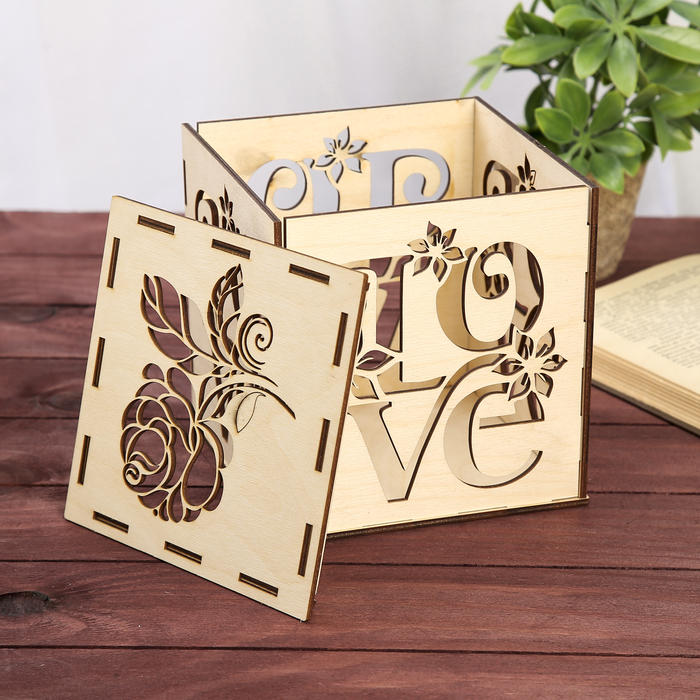 Шкатулка дерево "Ажурный кубик" 15х15х15 см (набор 10 деталей)