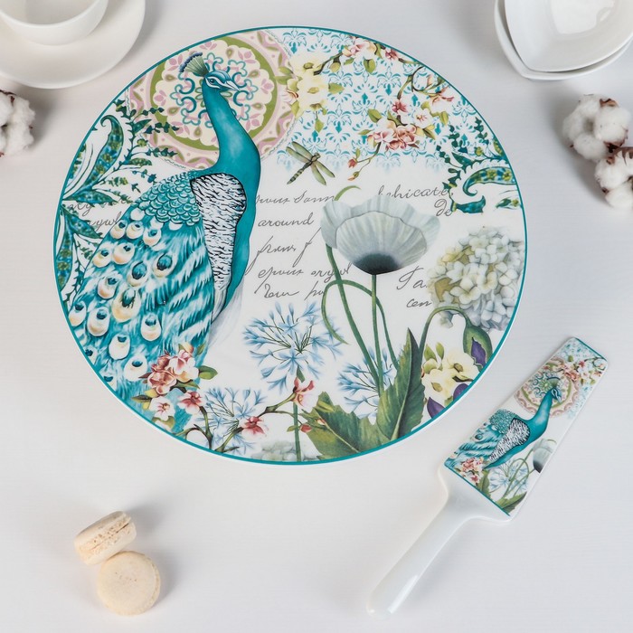 Подставка для торта 31 см "Жар-птица", с лопаткой