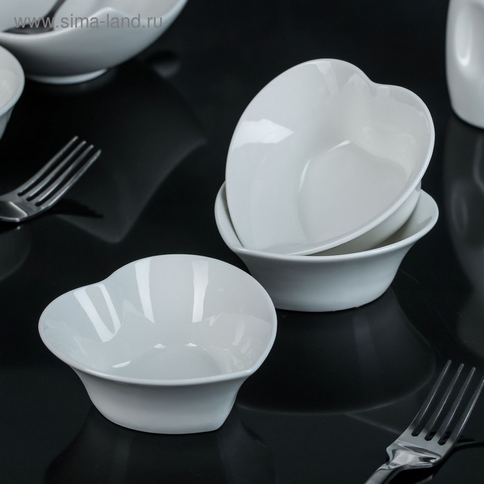 Набор салатников керамический «Сердца», 150 мл, 10×9,5×3,5 см, 3 предмета набор салатников керамический эстет 33×14×11 см 2 предмета