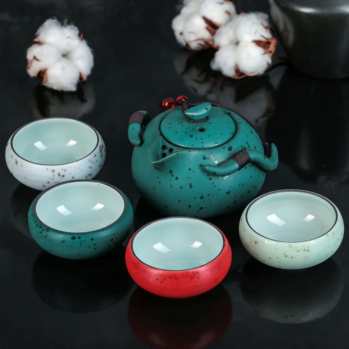 Набор для чайной церемонии "Краски", 5 предметов: чайник 200 мл, 4 чашки 50 мл