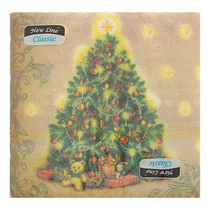 Салфетки бумажные Classic "Новогодняя ель", 1 слой, 33*33 см, 50 листов