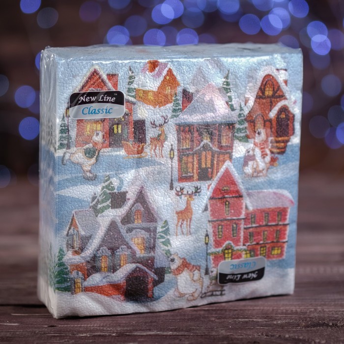 Салфетки бумажные Classic "Зимние домики", 1 слой, 33*33 см, 50 листов