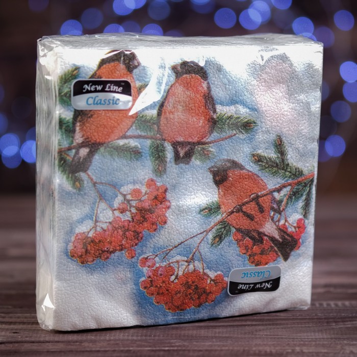 Салфетки бумажные Classic "Снегири", 1 слой, 33*33 см, 50 листов