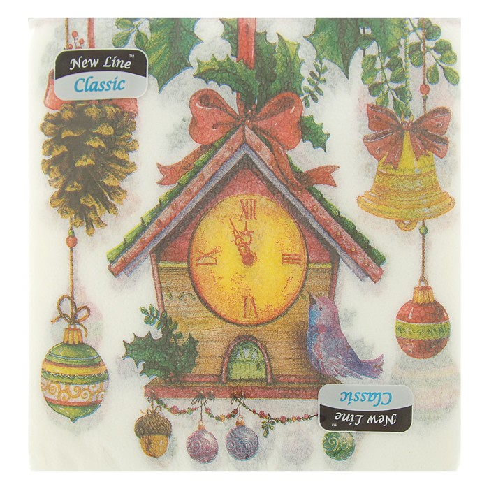 Салфетки бумажные Classic "Часики", 1 слой, 33*33 см, 50 листов