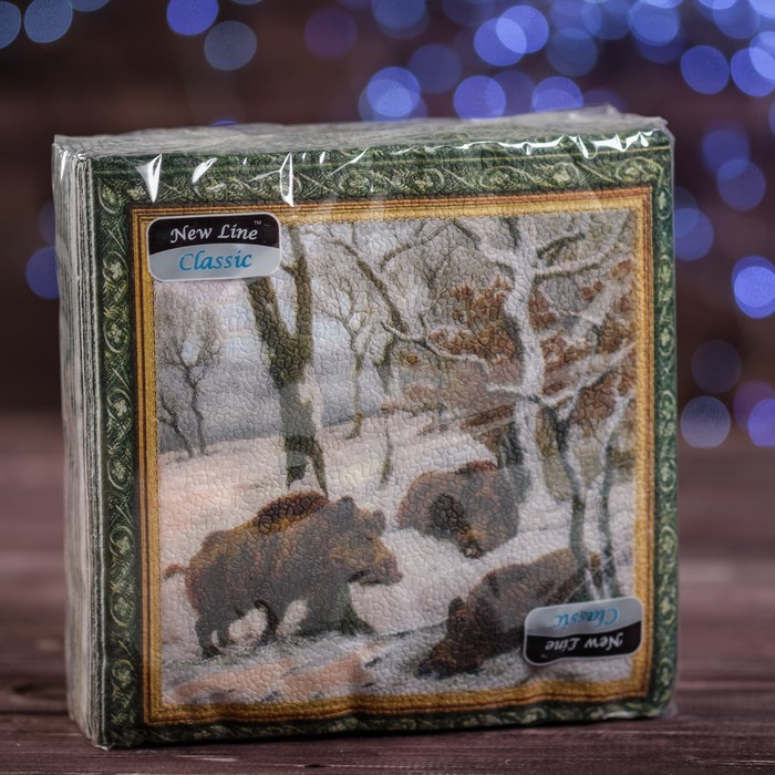 Салфетки бумажные Classic "Символ года Кабан", 1 слой, 33*33 см, 50 листов