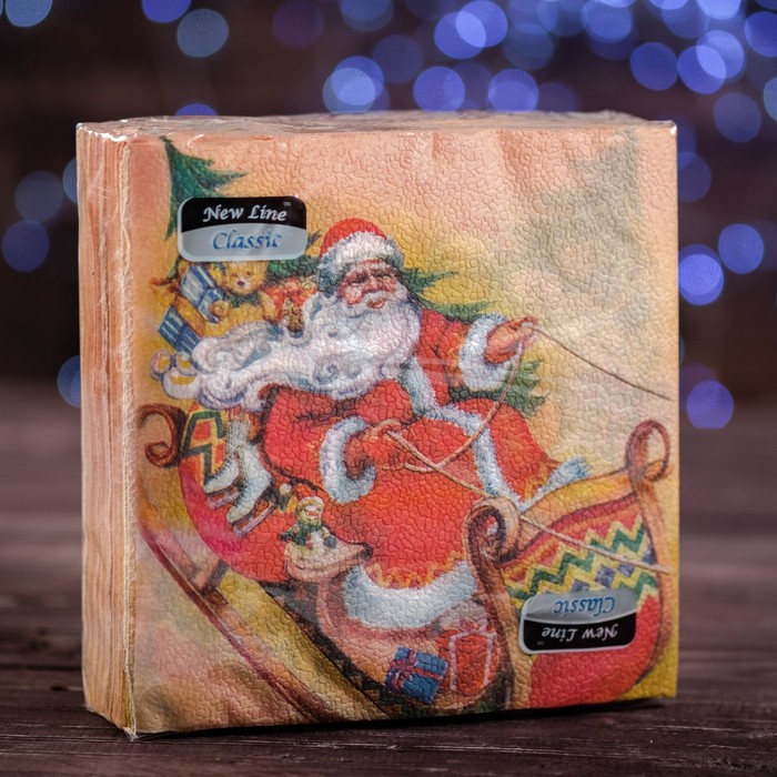 Салфетки бумажные Classic "Веселые сани", 1 слой, 33*33 см, 50 листов