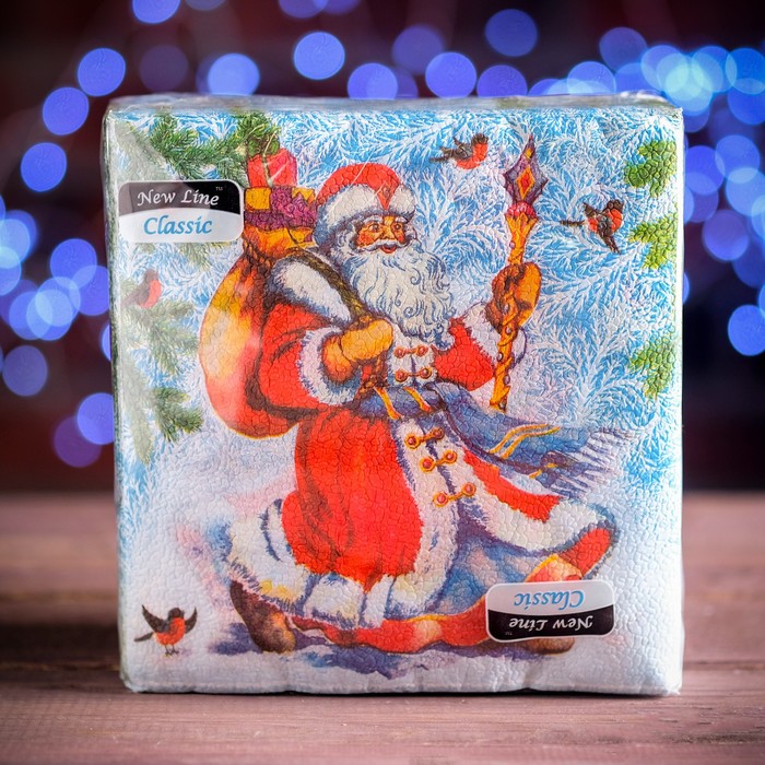 Салфетки бумажные Classic "Дед мороз", 1 слой, 33*33 см, 50 листов