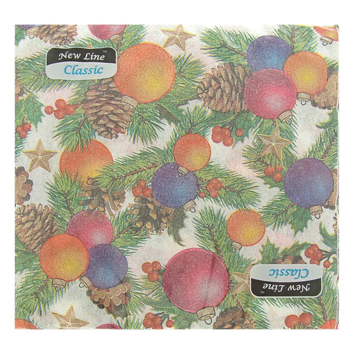 Салфетки бумажные Classic "Шишки-шарики", 1 слой, 33*33 см, 50 листов