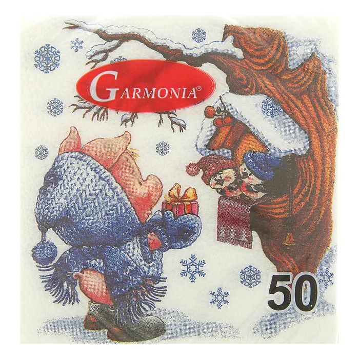 Салфетки бумажные Гармония цвета многоцветие "Символ года", 24*24 см 50 листов