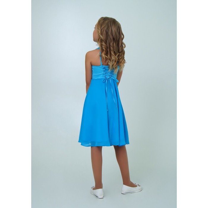 Платье для девочки, рост 140 см, цвет голубой