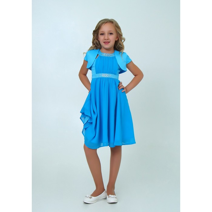 Платье для девочки, рост 158 см, цвет голубой
