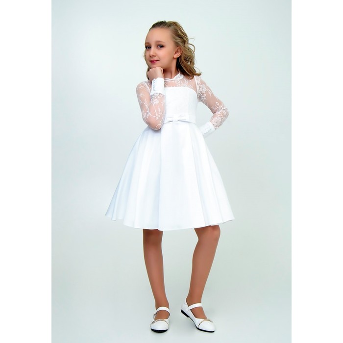 Платье для девочки, рост 146 см, цвет белый