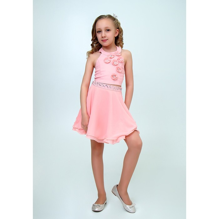 Платье для девочки, рост 158 см, цвет персиковый