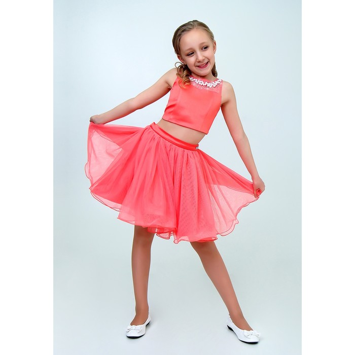 Платье для девочки, рост 134 см, цвет арбузный