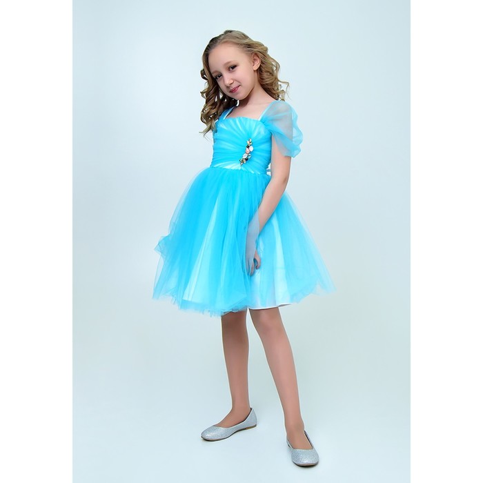 Платье для девочки, рост 158 см, цвет голубой
