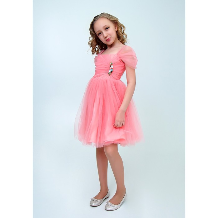 Платье для девочки, рост 158 см, цвет персиковый