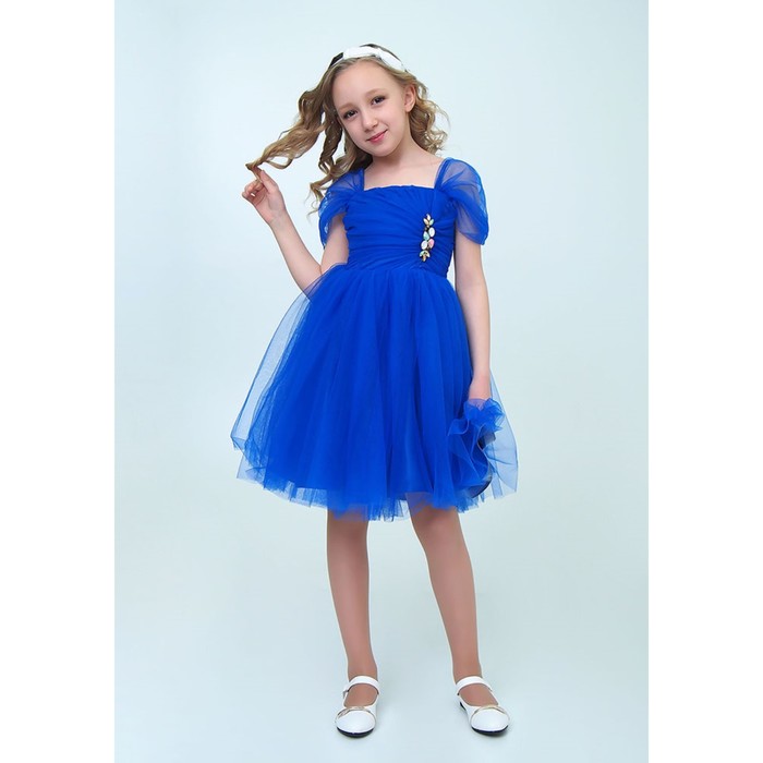 Платье для девочки, рост 146 см, цвет электрик