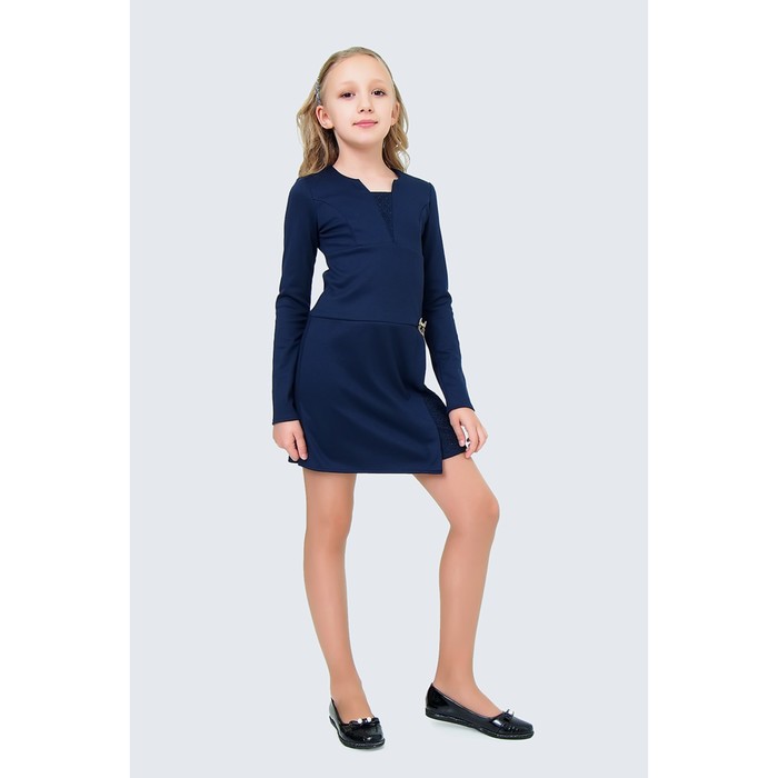 Платье для девочки, рост 140 см, цвет тёмно-синий