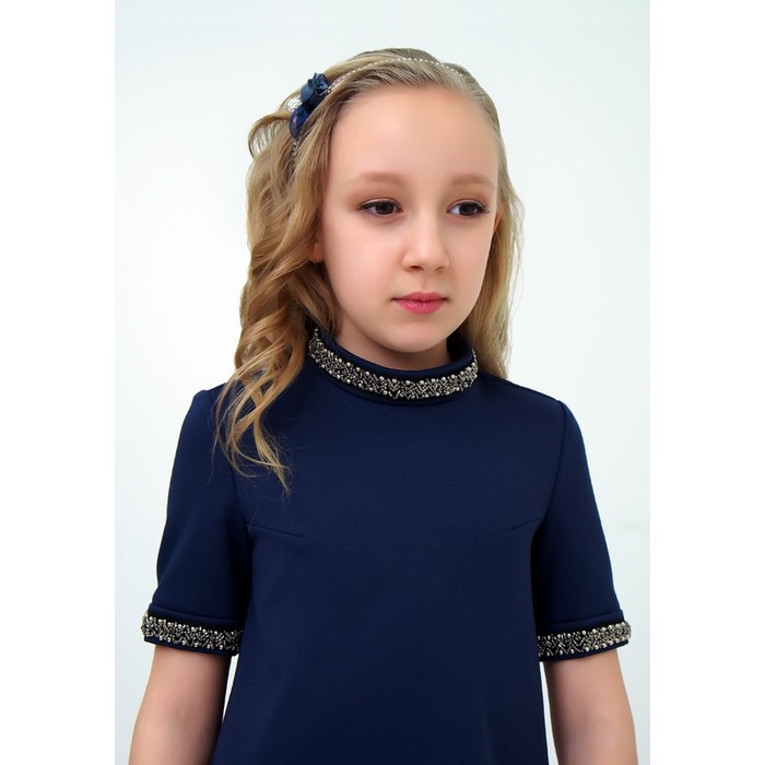 Платье для девочки, рост 146 см, цвет тёмно-синий