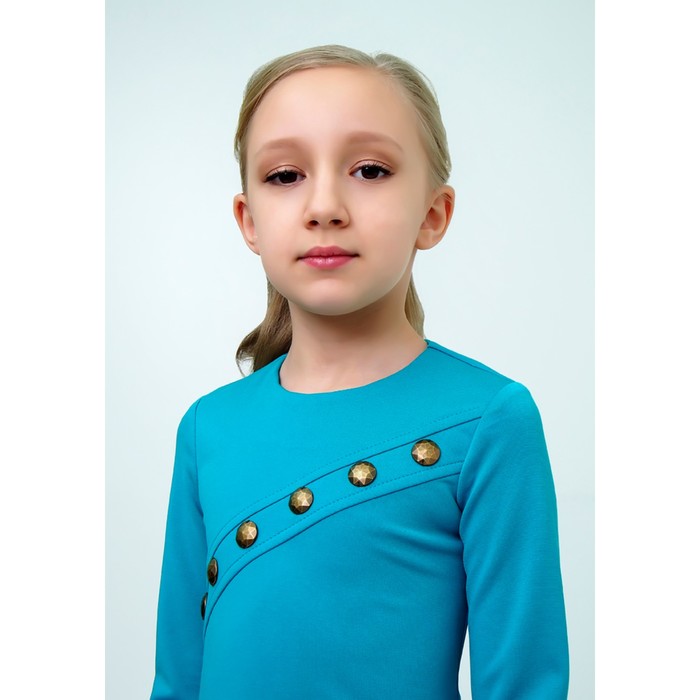 Платье для девочки, рост 134 см, цвет бирюзовый