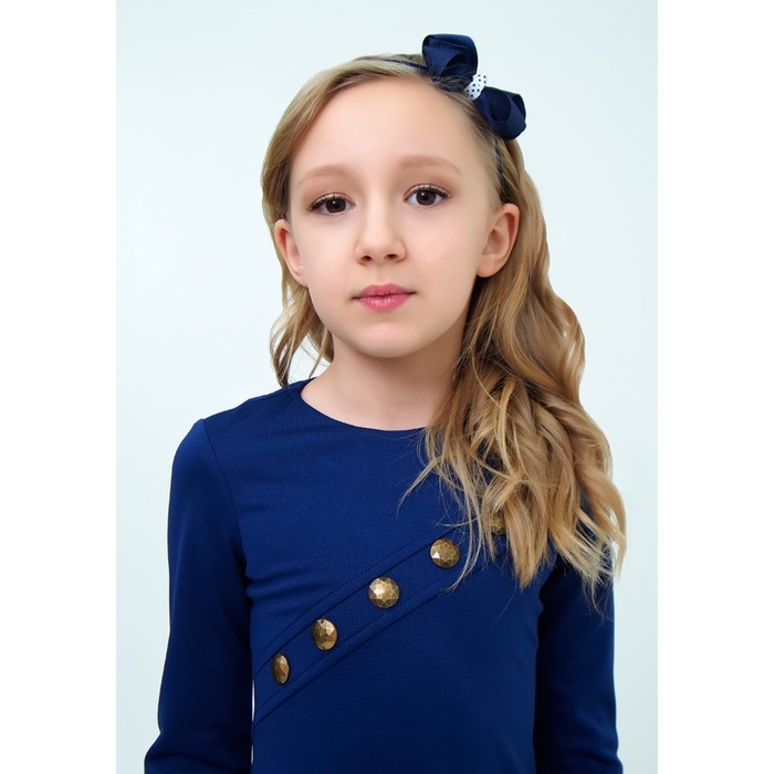 Платье для девочки, рост 140 см, цвет синий