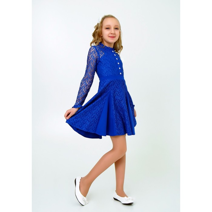 Платье для девочки, рост 140 см, цвет электрик