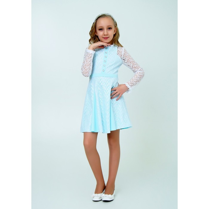 Платье для девочки, рост 164 см, цвет голубой