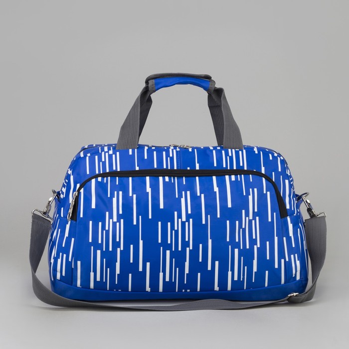 Сумка спортивная "Линии", отдел на молнии, 3 наружных кармана, длинный ремень, цвет синий