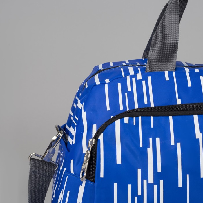 Сумка спортивная "Линии", отдел на молнии, 3 наружных кармана, длинный ремень, цвет синий