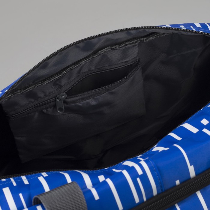 Сумка спортивная "Линии", отдел на молнии, 3 наружных кармана, длинный ремень, цвет синий