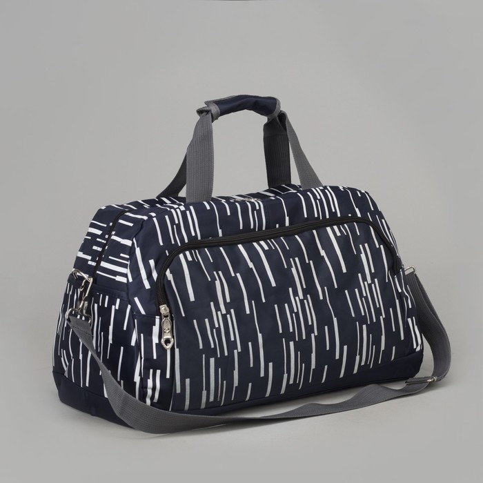 Сумка спортивная "Линии", отдел на молнии, 3 наружных кармана, длинный ремень, цвет тёмно-синий