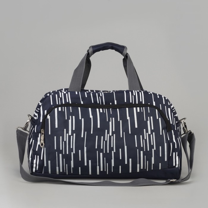 Сумка спортивная "Линии", отдел на молнии, 3 наружных кармана, длинный ремень, цвет тёмно-синий
