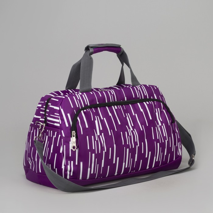 Сумка спортивная "Линии", отдел на молнии, 3 наружных кармана, длинный ремень, цвет фиолетовый