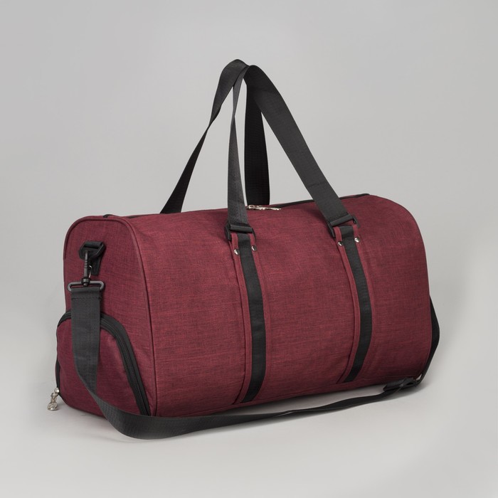 Сумка спортивная "Стиль", отдел на молнии, наружный карман, для обуви, длинный ремень, цвет красный