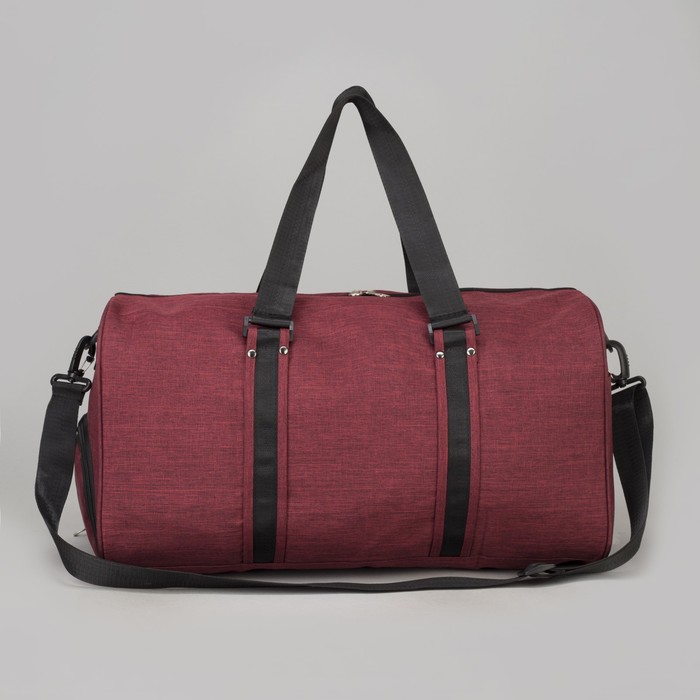 Сумка спортивная "Стиль", отдел на молнии, наружный карман, для обуви, длинный ремень, цвет красный