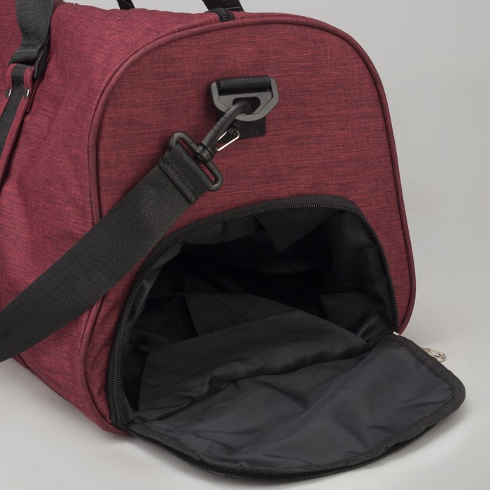 Сумка спортивная "Стиль", отдел на молнии, наружный карман, для обуви, длинный ремень, цвет красный