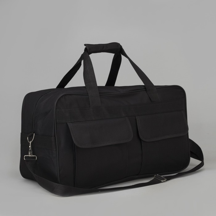 Сумка дорожная "Классика", отдел на молнии, 2 наружных кармана, длинный ремень, цвет чёрный
