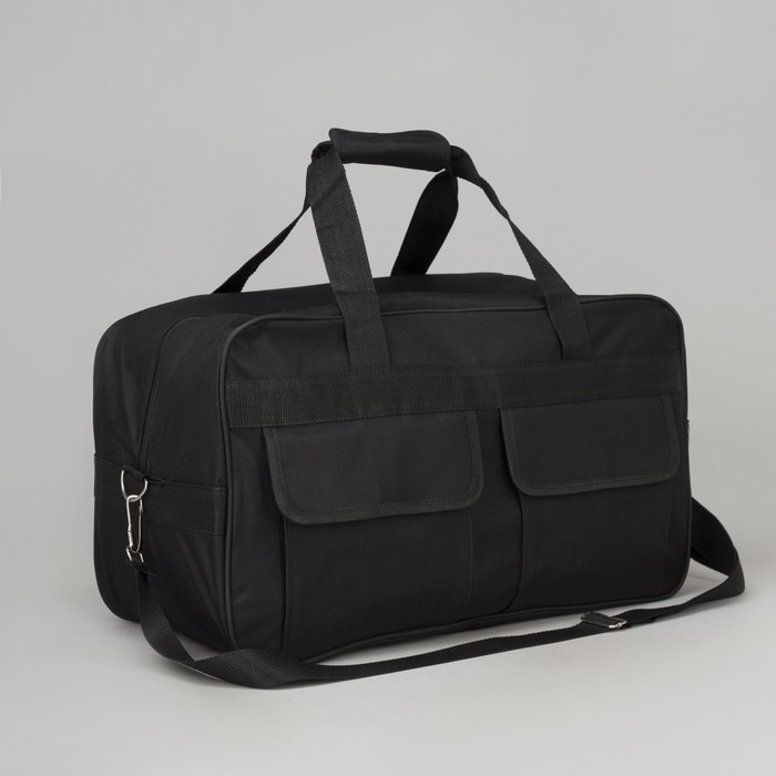 Сумка дорожная "Классика", отдел на молнии, 2 наружных кармана, длинный ремень, цвет чёрный